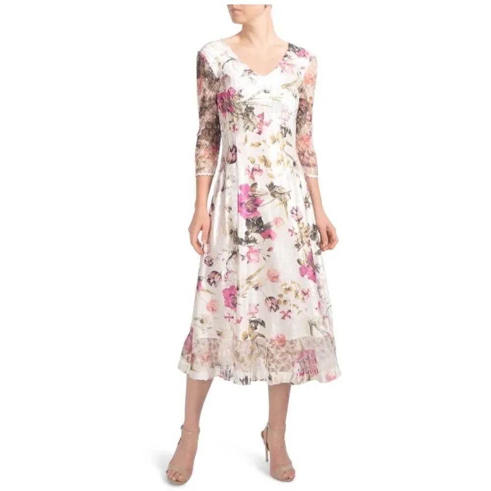Komarov Petite Chiffon & Charmeuse Dress Size L / Pristine